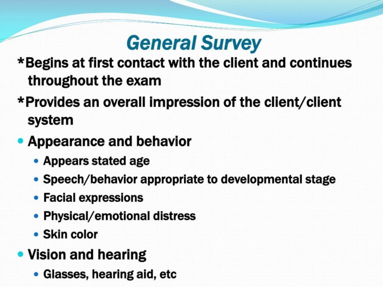 General Survey Health Assessment(ANSWERED) - Peachy Homework